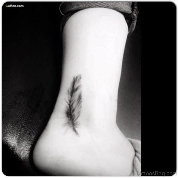 Impressive Feather Tattoo On Girls Ankle