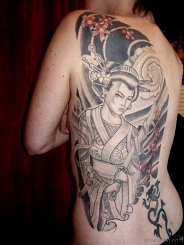 Impressive Geisha Tattoo Design