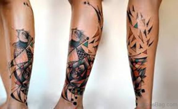 Impressive Geometric Tattoo On Leg