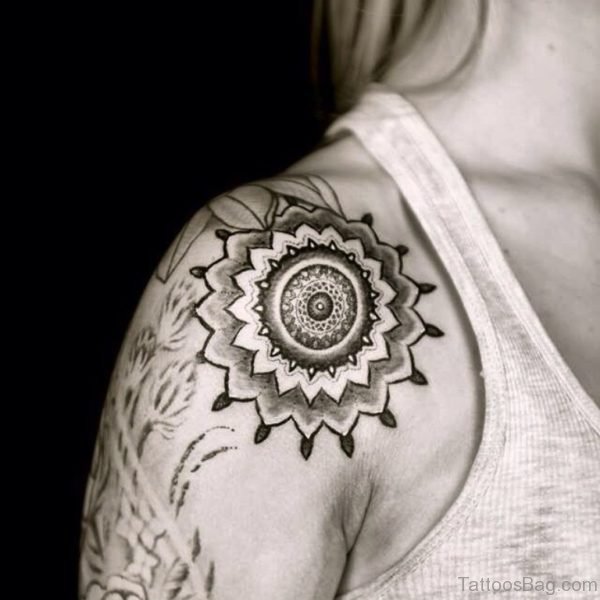 Impressive Mandala Tattoo On Shoulder