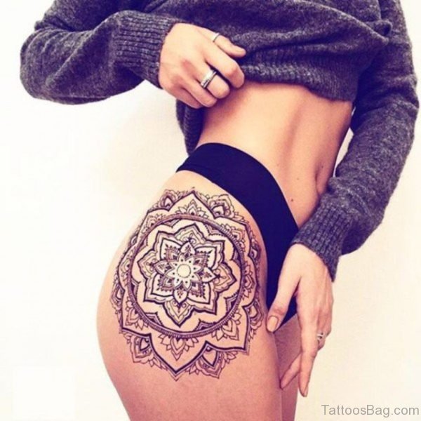 Impressive Mandala Tattoo  On Thigh