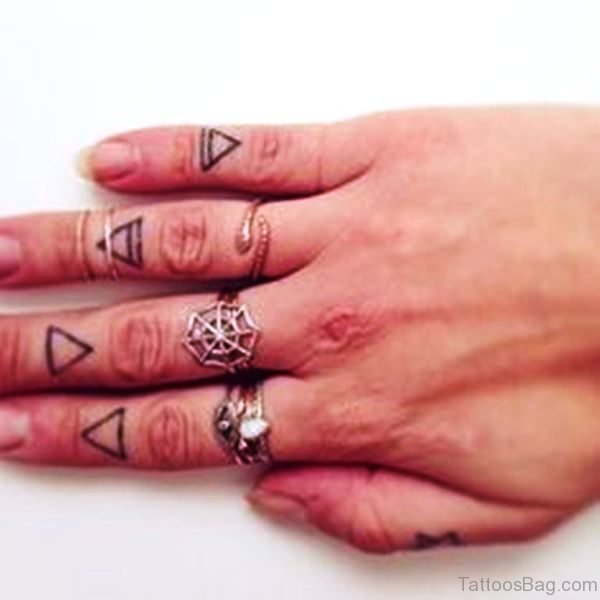 Impressive Triangle Tattoo On Finger 