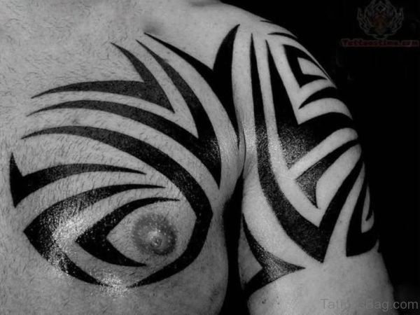 Impressive Tribal Tattoo On chest