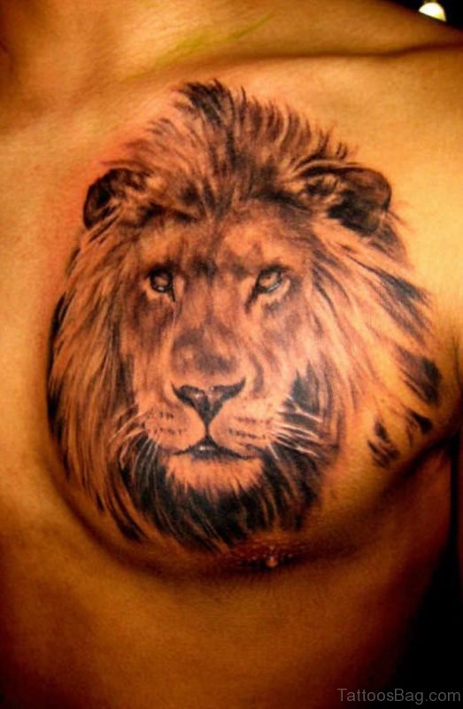 Incredible Lion Tattoo For Chest