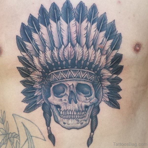 Indian Feather Skull Tattoo