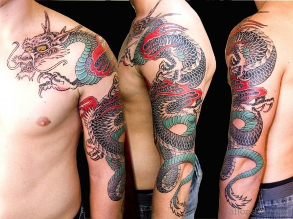 Japanese Dragon Sleeve Tattoo Design