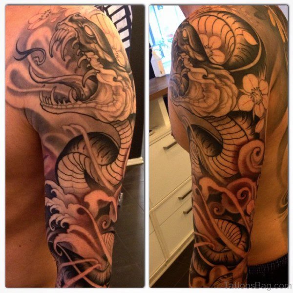 Japanese Dragon Style Tattoo On Shoulder