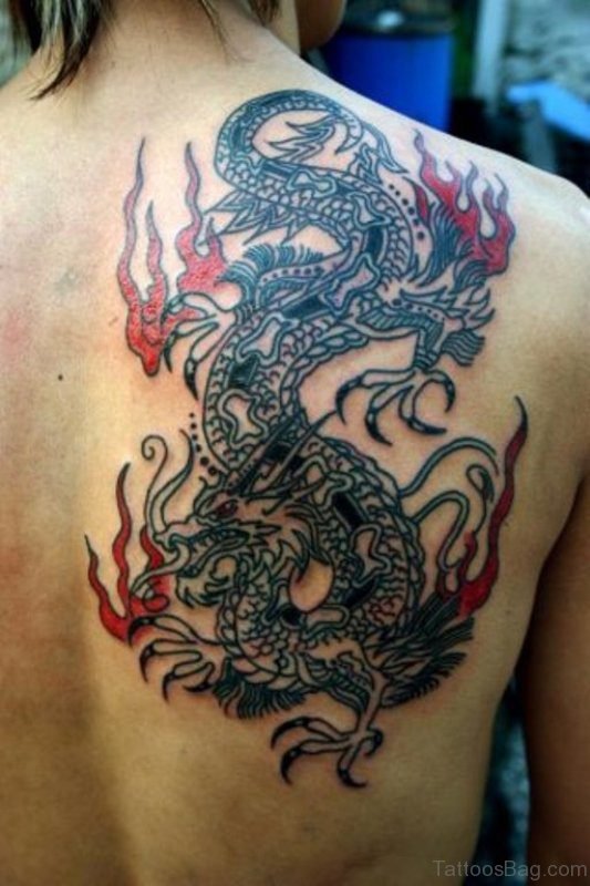 Japanese Dragon With Flame Tattoo