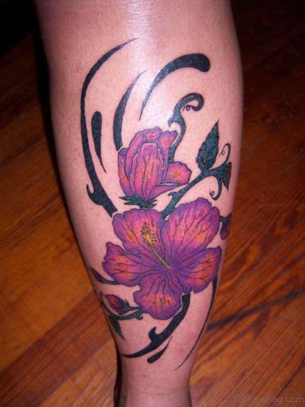 Japanese Flower Tattoo On Leg