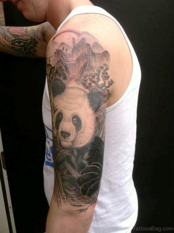 Japanese Panda Tattoo On Shoulder