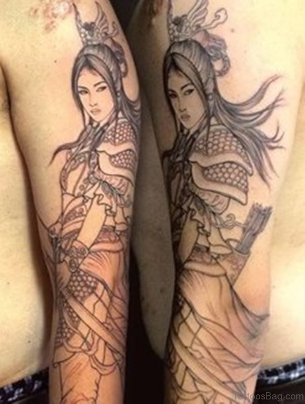 Japanese Warrior Sleeve Tattoo Design