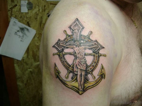 Jesus And Anchor Tattoo