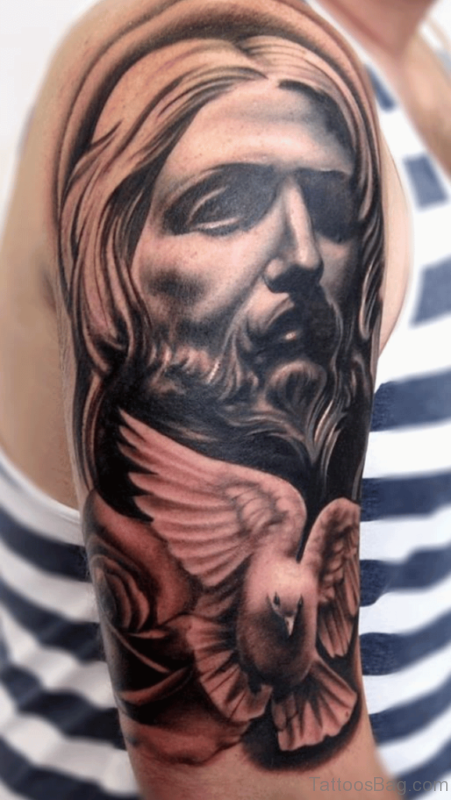 Jesus And Dove Tattoo