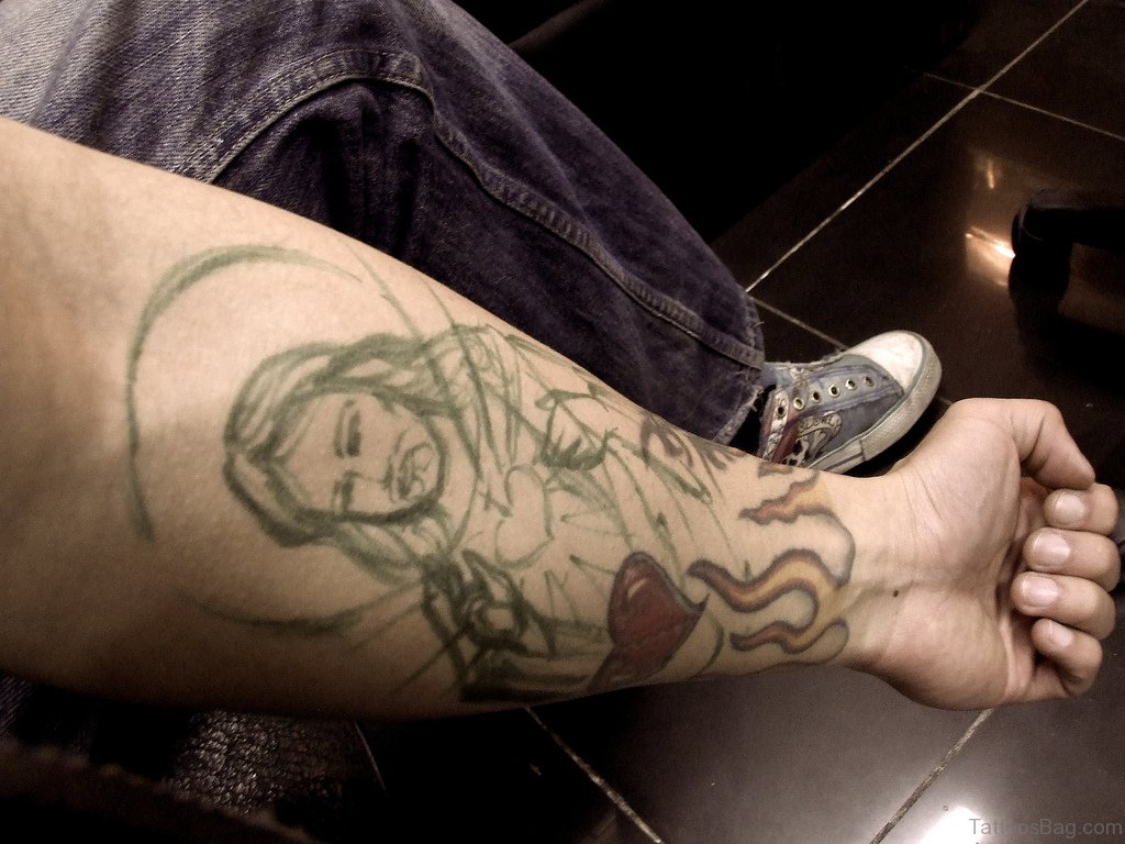 Colorful Jesus Arm Tattoo - wide 5