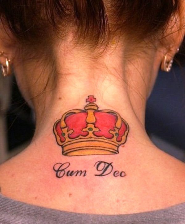 King Crown Neck Tattoo