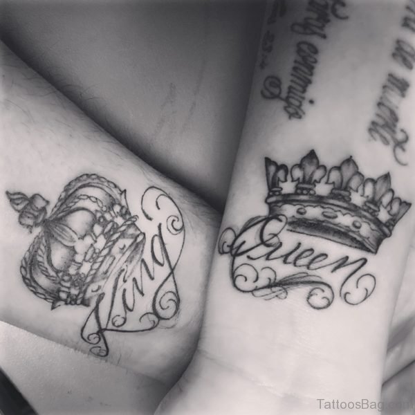 King Queen crown Tattoo On Wrist
