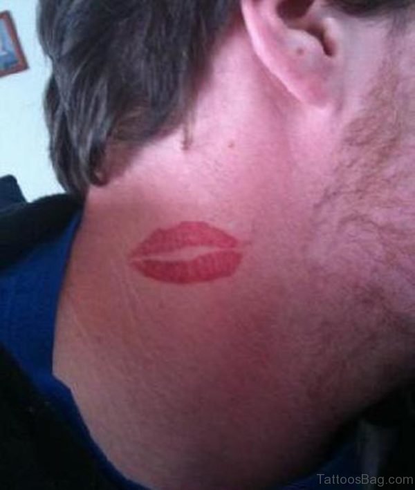 Kiss Tattoo Design On Neck