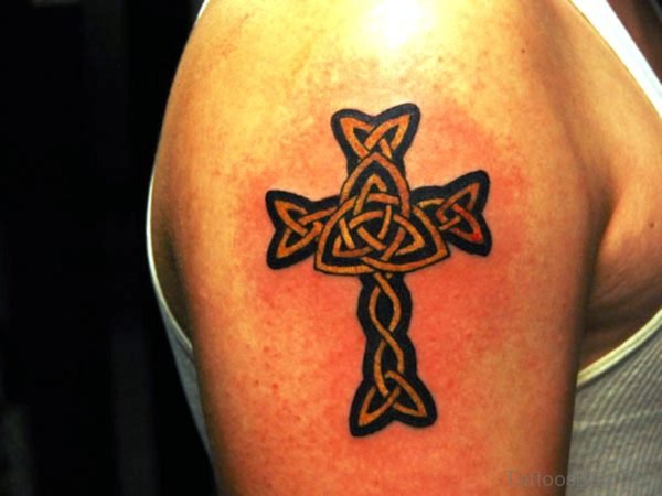 Knot Cross Shoulder Tattoo 