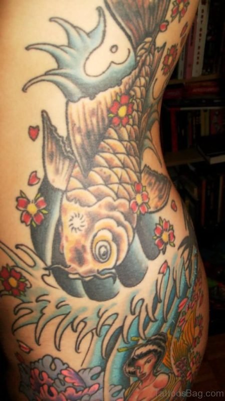 Koi Fish Tattoo For Side Rib