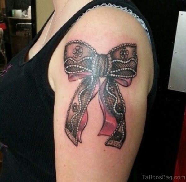 Lace Ribbon Bow Tattoo