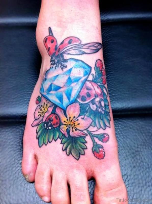 Ladybug On Diamond Tattoo 