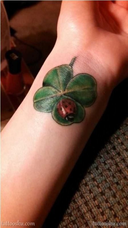 Large Four Leaf Tattoo On Wrist
