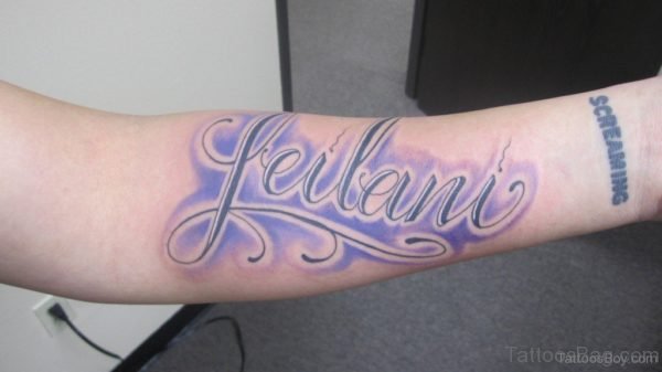 Latino Wording Tattoo On Arm