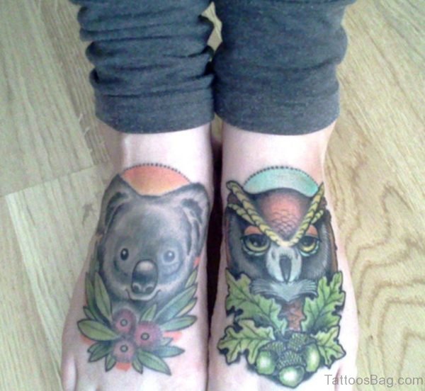 Leaf And Owl Tattoo