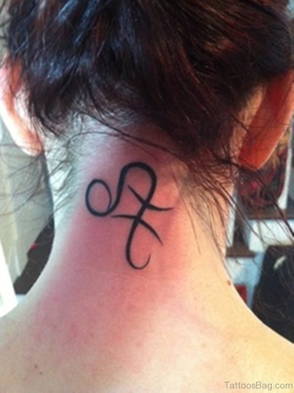 Leo Pisces Tattoo On Neck Back