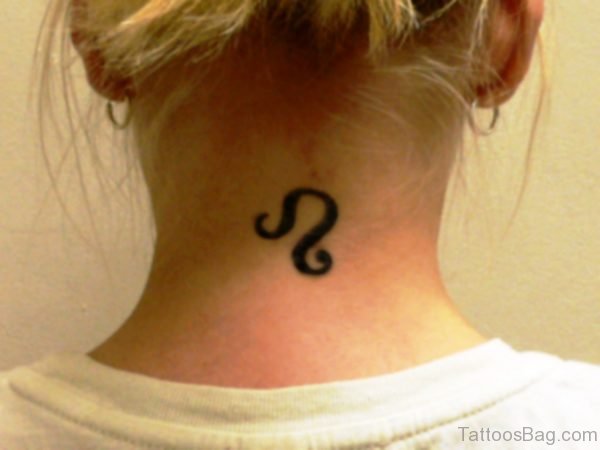 Leo Symbol Tattoo On Neck 