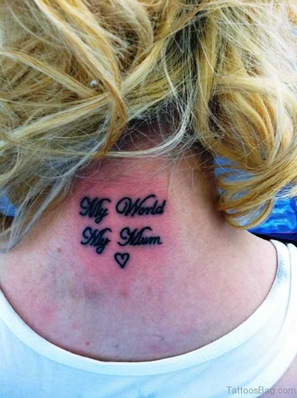 Lettering Tattoo For Mom On Neck