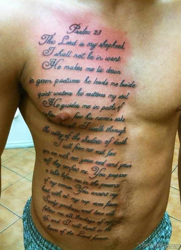 Lettering Tattoo On Chest