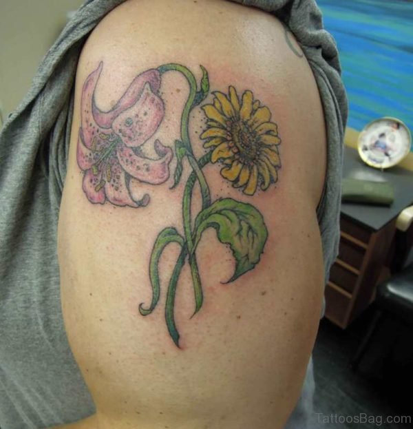Lily And Sunflower Tattoo