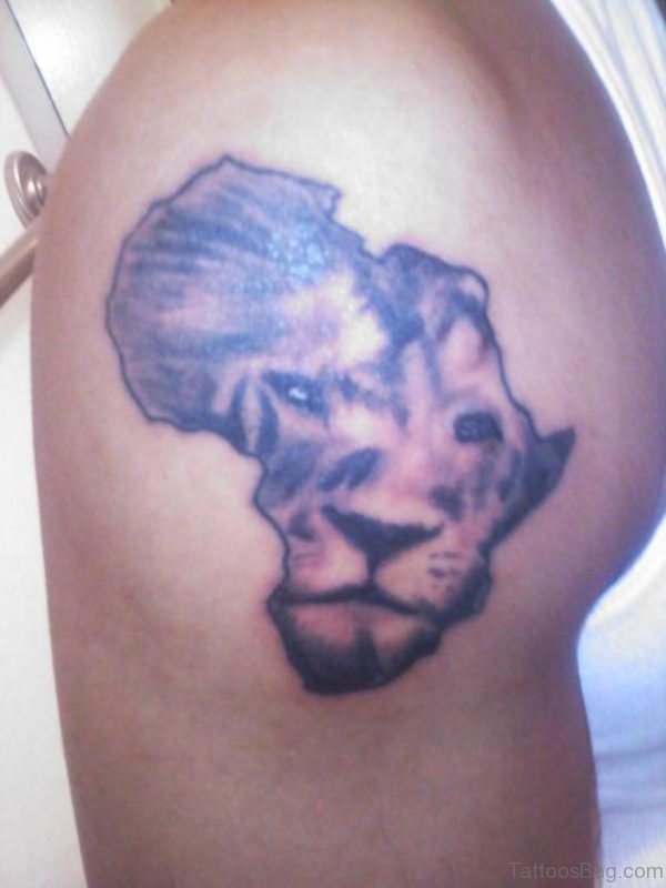 Lion Face Map Tattoo 