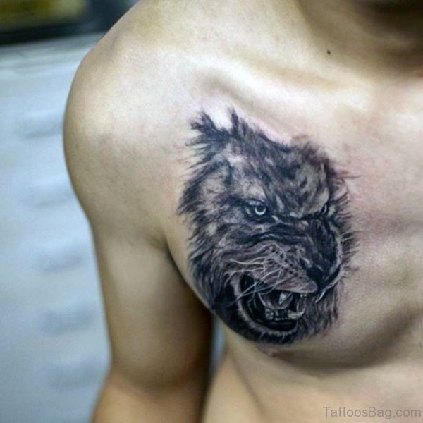 Lion Face Tattoo For Men