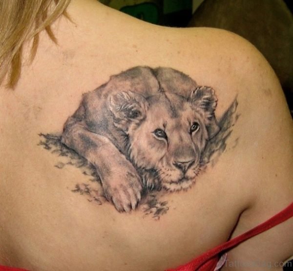 Lion Shoulder Blade Designer Tattoo