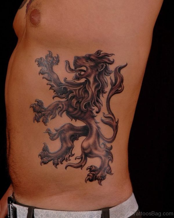 Lion Tattoo Design on Rib