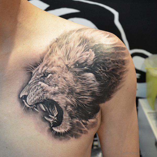 Lion Tattoo On Chest