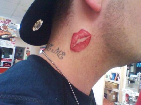 Lip Tattoo On Neck