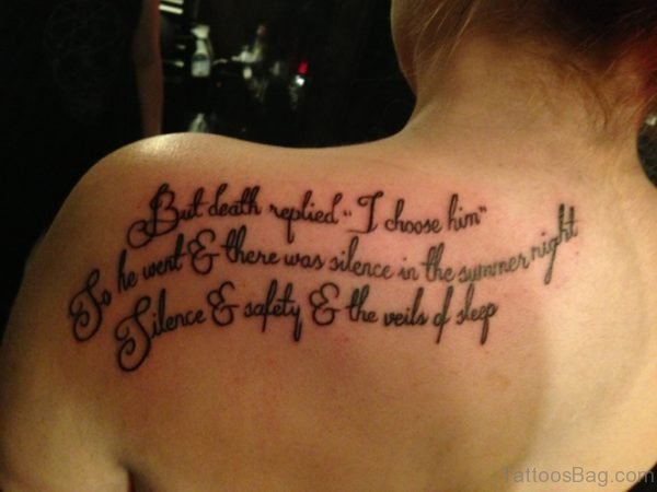 Literacy Back Shoulder Tattoo
