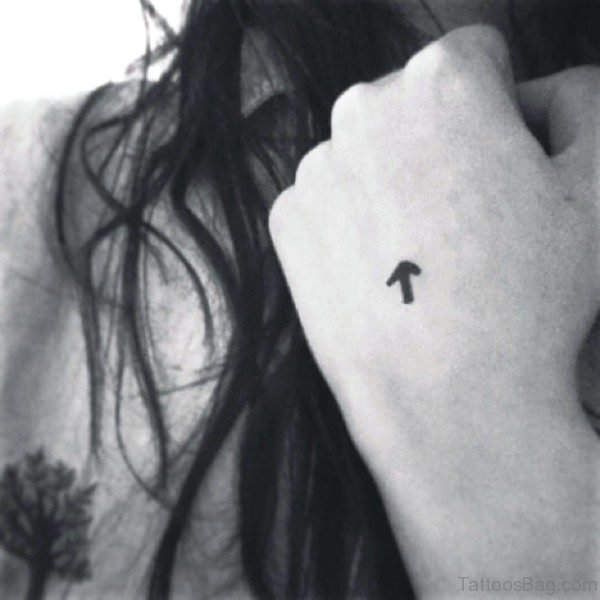 Little Black Arrow Tattoo On Hand