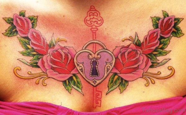 Lock And Key And Rose Tattoo