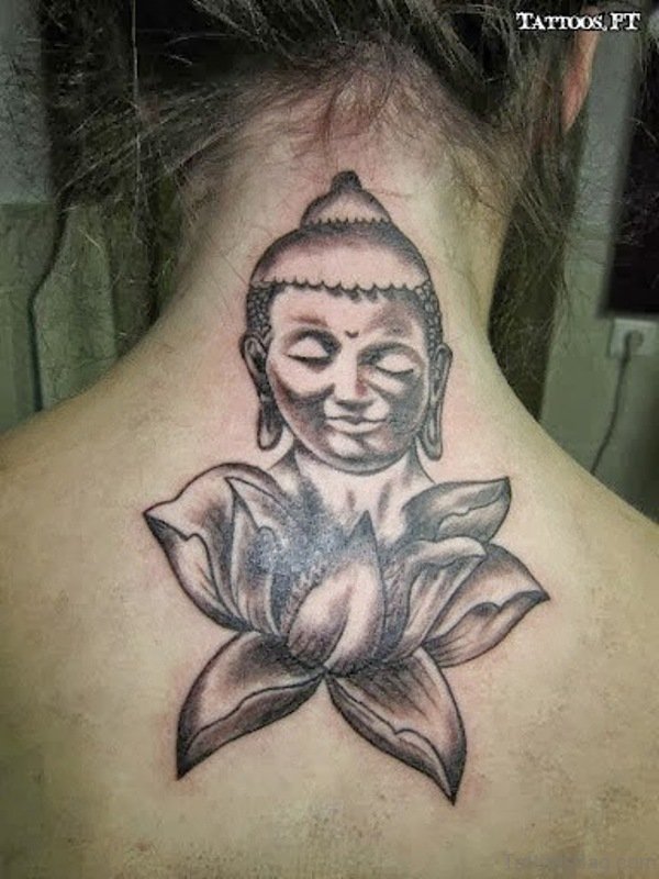 Lord Buddha Tattoo On Neck