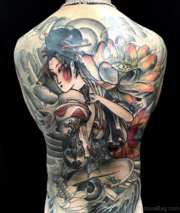 Lotus And Geisha Tattoo