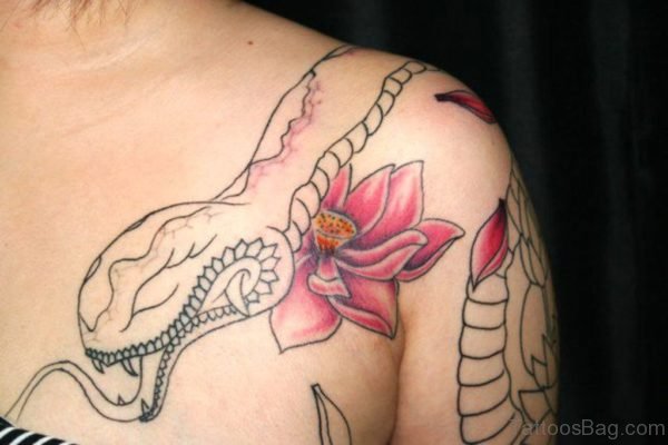 Lotus And Snake Tattoo