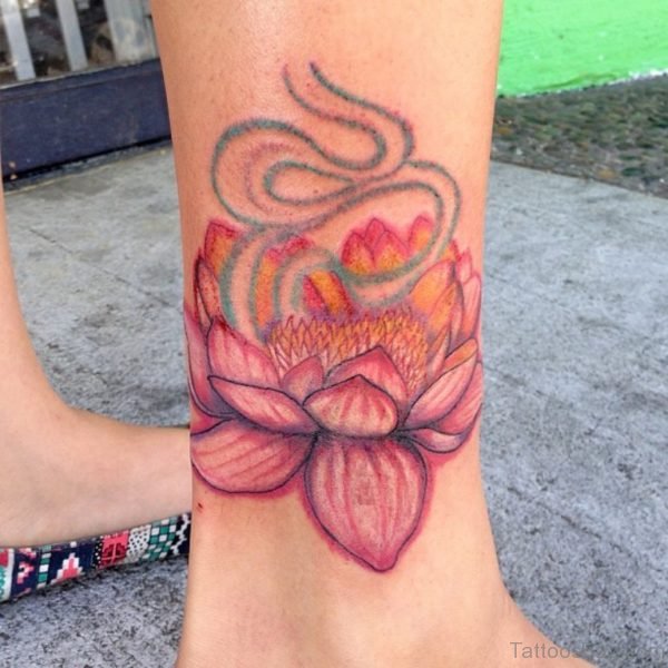 Lotus Flower Tattoo On Ankle