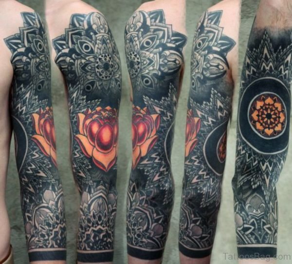 Lotus Mandala Tattoo On Full Sleeve
