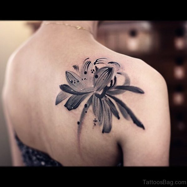 Lotus Shoulder Blade Tattoo Design