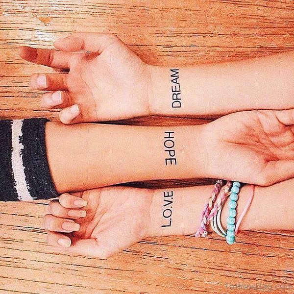 Love Hope Tattoo On Wrist