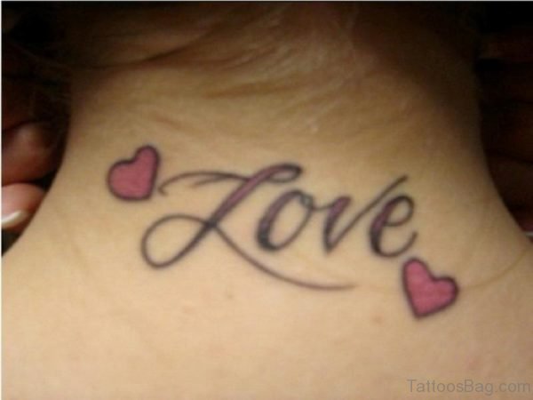 Love Word Tattoo On Neck 1